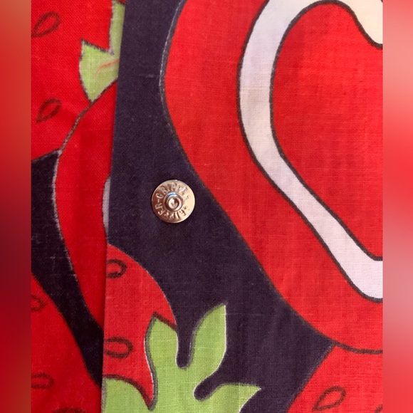 Vintage 1960s Strawberry & Heart Print Sleeveless Smock Top - M - Picture 9 of 11